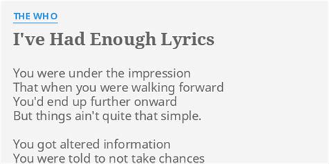 i've had enough the who lyrics|i've had enough song.